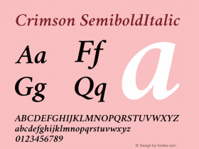 Crimson Semibold Italic Version 0.8 Font Sample