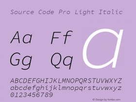 Source Code Pro Light Italic Version 1.030;PS 1.000;hotconv 1.0.84;makeotf.lib2.5.63406 Font Sample