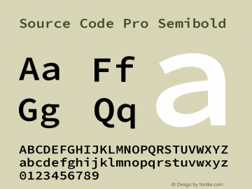 Source Code Pro Semibold Version 2.010;PS 1.0;hotconv 1.0.84;makeotf.lib2.5.63406 Font Sample