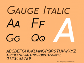 Gauge-Oblique Version 2.000;PS 001.001;hotconv 1.0.56 Font Sample