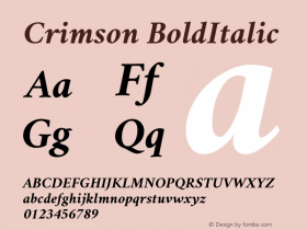 Crimson Bold Italic Version 0.8 Font Sample