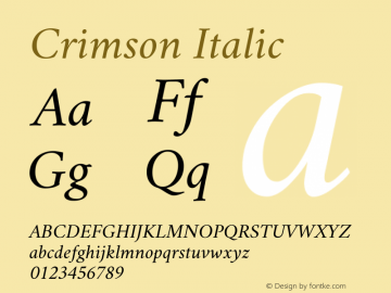Crimson Italic Version 0.8 Font Sample