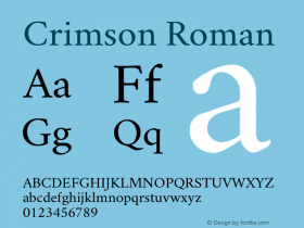 Crimson Roman Version 0.8 Font Sample