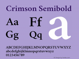 Crimson Semibold Version 0.8 Font Sample