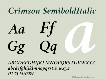 Crimson Semibold Italic Version 0.8 Font Sample