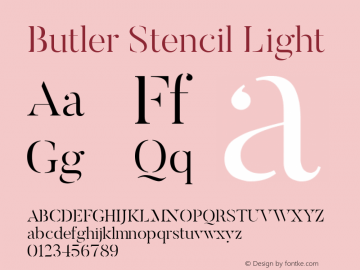 Butler Stencil Light 1.000 Font Sample