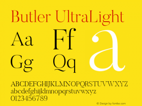 Butler UltraLight 1.000 Font Sample