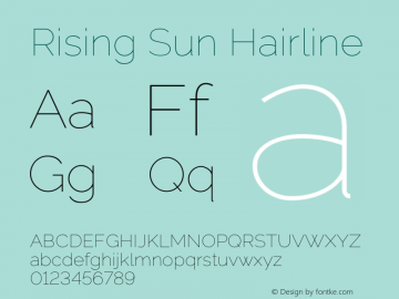 Rising Sun Hairline Version 1.000 Font Sample
