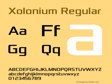 Xolonium Version 4.1 Font Sample