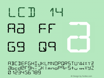 LCD Display: 14 Segment Version 002.000 Font Sample