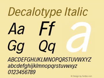 Decalotype Italic Version 1.0图片样张