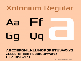 Xolonium Version 4.1 Font Sample