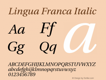 Lingua Franca Italic Version 1.19 Font Sample