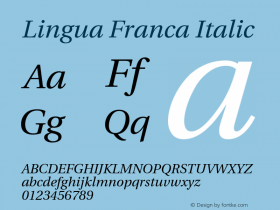 Lingua Franca Italic Version 1.19 Font Sample