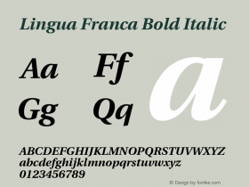 Lingua Franca Bold Italic Version 1.19 Font Sample