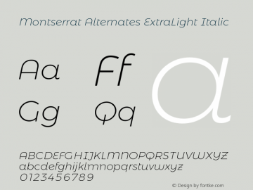 Montserrat Alternates ExtraLight Italic Version 6.002图片样张