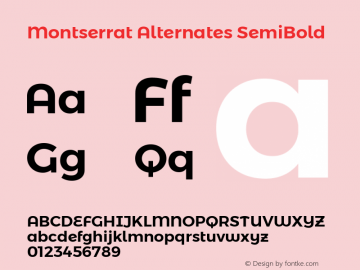 Montserrat Alternates SemiBold Version 6.002 Font Sample