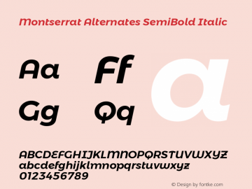 Montserrat Alternates SemiBold Italic Version 6.002图片样张