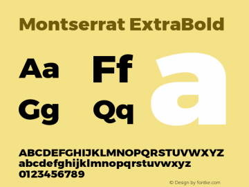 Montserrat ExtraBold Version 6.002 Font Sample
