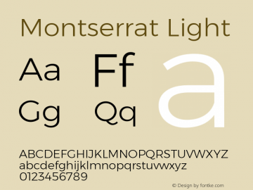 Montserrat Light Version 6.002 Font Sample