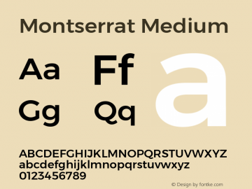 Montserrat Medium Version 6.002 Font Sample
