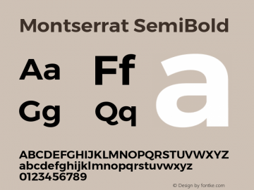 Montserrat SemiBold Version 6.002 Font Sample