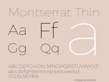 Montserrat Thin Version 6.002 Font Sample