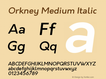 Orkney Medium Italic 1.0; ttfautohint (v1.5) Font Sample