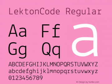LektonCode Version 34.000 Font Sample