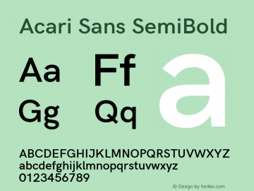 Acari Sans SemiBold Version 1.045;PS 001.045;hotconv 1.0.88;makeotf.lib2.5.64775; ttfautohint (v1.6) Font Sample