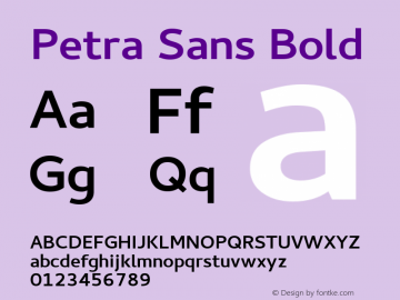 Petra Sans Bold Version 0.0.20 Font Sample