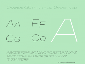 Cannon SC thin italic Version 1.000;PS 001.000 Font Sample