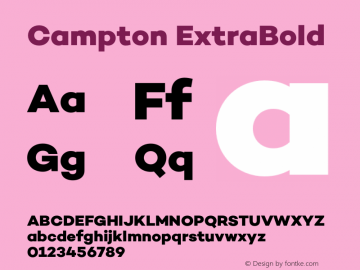 Campton ExtraBold Version 1.000;PS 001.000;hotconv 1.0.70;makeotf.lib2.5.58329 Font Sample