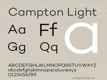 Campton Light Version 1.000;PS 001.000;hotconv 1.0.70;makeotf.lib2.5.58329 Font Sample