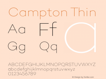 Campton Thin Version 1.000;PS 001.000;hotconv 1.0.70;makeotf.lib2.5.58329 Font Sample