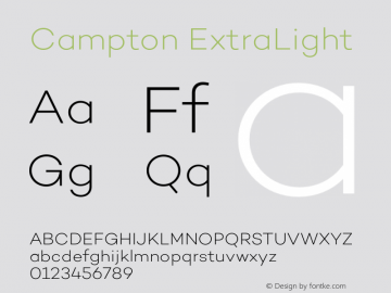 Campton ExtraLight Version 1.000;PS 001.000;hotconv 1.0.70;makeotf.lib2.5.58329 Font Sample