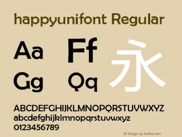 happyunifont Version 1.00 May 29, 2018, initial release图片样张