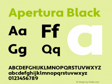 Apertura-Black Version 1.000 2008 initial release Font Sample