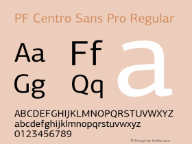 PF Centro Sans Pro Version 1.000 2006 initial release; Fonts for Free; vk.com/fontsforfree Font Sample