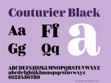 Couturier Black Version 1.000;PS 001.000;hotconv 1.0.88;makeotf.lib2.5.64775 Font Sample