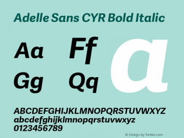 AdelleSansCYR-BoldItalic Version 2.001 Font Sample