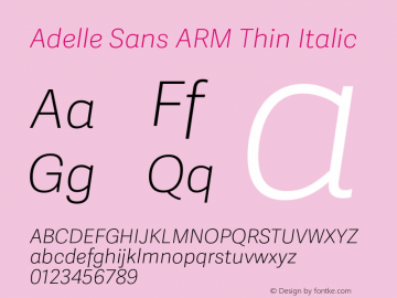 AdelleSansARMTh-Italic Version 2.000 Font Sample