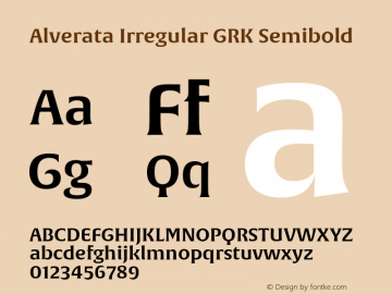 AlverataIrregularGRKSemibold Version 1.001 Font Sample