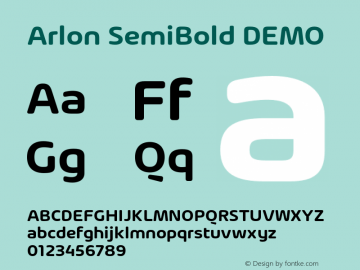 Arlon SemiBold DEMO Version 1.000;PS 001.000;hotconv 1.0.88;makeotf.lib2.5.64775 Font Sample