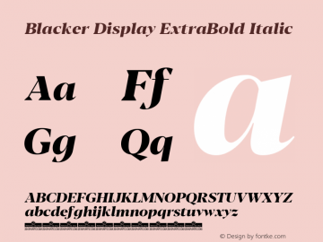 Blacker Display ExtraBold Italic Version 1.000 Font Sample