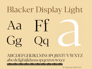 Blacker Display Light Version 1.000 Font Sample