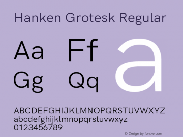 Hanken Grotesk Regular Version 1.029;PS 001.029;hotconv 1.0.88;makeotf.lib2.5.64775 Font Sample
