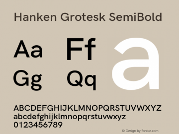 Hanken Grotesk SemiBold Version 1.029;PS 001.029;hotconv 1.0.88;makeotf.lib2.5.64775 Font Sample