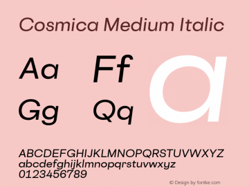 CosmicaMediumItalic-Regular 18.010 | wf-rip DC20180210 Font Sample