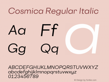 CosmicaRegularItalic-Regular 18.010 | wf-rip DC20180210 Font Sample